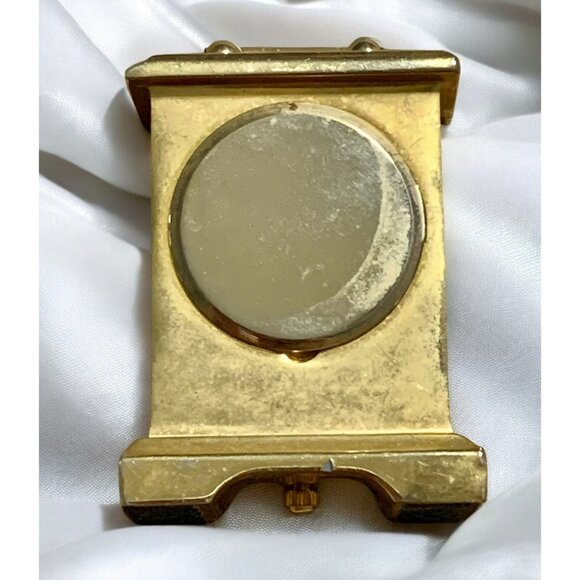 Vtg Quartex Miniature Gold-Tone Quartz Table Clock Handle Mini Mantel - Picture 3 of 8